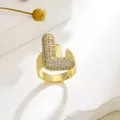 Verstellbarer vergoldeter Ring mit Buchstabe L und funkelnden Zirkonia-Steinen - Buchstabe L Stil / Gold