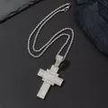 Collier pendentif croix hip-hop avec strass étincelants et chaîne en argent torsadée - Pendentif + Chaîne Torsadée / Argent