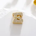 Gold plated letter E pendant with cubic zirconia stones for DIY jewelry making - Letter E Style