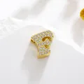 Gold letter F pendant with zircon stones for DIY necklace and bracelet jewelry making - Letter F Style