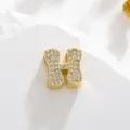 Golden letter H pendant charm with cubic zirconia inlay for DIY jewelry design - Letter H Style
