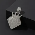 Hiphop silver iced out crown pendant necklace with sparkling white diamonds on black box - Single Pendant [Silver]