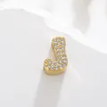 Polished gold letter J pendant accessory with sparkling micro-pave cubic zirconia stones - Letter J Style