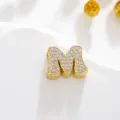 Golden pendant with letter M and zircon stones for DIY necklaces and bracelets - Letter M Style