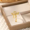 Minimalist 18K gold plated cross ring with pavé zircon stones in a golden finish - Full Pave Rhinestone Cross Design (Style I)