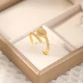 Adjustable 18K gold plated brass ring with sparkling pear-shaped zircon stones - Teardrop Wrap Ring Style (Style L)