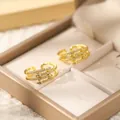 Adjustable triple-layered 18K gold-plated ring with micro-pave white cubic zirconia - Triple-Layer Wrap Pave-Set (Style O)