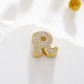Sparkling gold-plated copper letter R pendant with white zircon stones for DIY jewelry - Letter R Style