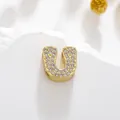 Gold plated letter U pendant charm featuring cubic zirconia micro-pave for DIY jewelry - Letter U Style