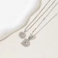 Silver iced-out letter D pendant necklace set with sparkling white zircon stones - Letter D(D)