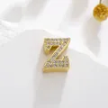 Golden letter Z pendant with micro-pave zircons for personalized jewelry design - Letter Z Style