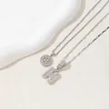 Silver pendant necklace featuring iced-out zircon Letter H design with elegant metal chain - Letter H / Silver