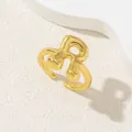 Anello dorato artistico con lettera R, design fluido lucido e fascia aperta regolabile - Oro Lettera-R