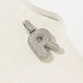 Vue détaillée du pendentif lettre R argenté serti de zircons au design bombé 3D - R (Pendentif Seul (Sans Chaîne)) / Or 18 carats