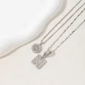 Silver iced-out letter N pendants set with sparkling cubic zirconia on refined chains - Letter N / Silver