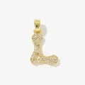 Gold letter L heart pendant necklace with shimmering cubic zirconia pavé stones - Style L Pendant Only (Without Chain)