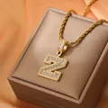 Detail of hip hop gold plated pendant necklace with ice zircon letter Z on rope chain - Letter Z / Gold