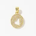 Macro detail of gold-plated heart pendant with pave-set sparkling cubic zirconia - Style O Pendant Only (Without Chain)
