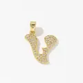 Macro shot of gold plated copper letter V pendant with micro paved cubic zirconia stones - Style V Pendant Only (Without Chain)