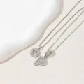 Silver letter P pendant necklace set featuring iced out zircon and polished silver chain - Letter P / Silver