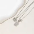 Silver-tone necklace with baguette-cut and pavé cubic zirconia letter R pendants - Letter R / Silver