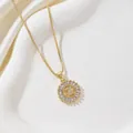 Gold plated round necklace with letter Z pendant and crystal pavé on silk background - Letter Z