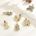 Gold plated copper necklace with colorful zircon 26 letter pendants for women - Letter A(A) / Gold