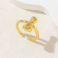Anello regolabile dorato minimalista con design a nodo lucido e finitura brillante - Oro Lettera-I