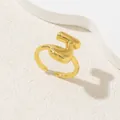 Anello aperto regolabile placcato oro minimalista con design lettera J lucida in 3D - Oro Lettera-J