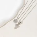 Silver tone iced-out letter T pendant necklaces with cubic zirconia in hip hop style - Letter T / Silver