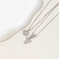 Silver plated iced out A letter and cross pendant necklaces with sparkling zircons - Letter Y / Silver