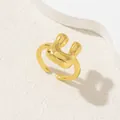 Anello aperto regolabile placcato oro minimalista con design a U in metallo lucido - Oro Lettera-U