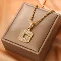 Hip hop 18K gold plated twisted chain necklace with iced out zircon letter G pendant - Letter G / Gold