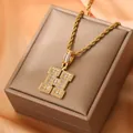 18K gold plated hip hop necklace featuring an iced-out letter H pendant with zircon - Letter H / Gold
