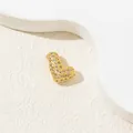 Macro detail of a 18K gold-plated heart-shaped letter L pendant with cubic zirconia - L-Pendant Only (Without Chain)