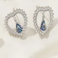 Orecchini a cuore argento con zaffiro blu e ciondoli religiosi della Vergine Maria - Cuore Argento