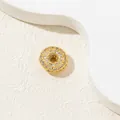 Macro view of gold pavé-set round bead pendant with micro cubic zirconia accents - O-Pendant Only (Without Chain)