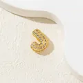 Detailed close-up of golden letter J pendant with shimmering cubic zirconia micro-pave setting - J-Pendant Only (Without Chain)