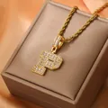 Iced out letter P pendant necklace with gold plating and cubic zirconia on rope chain - Letter P / Gold