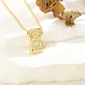 Chic 18K gold plated bubble letter B pendant necklace with a polished mirror finish - B (With Box Chain)
