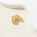 Luxury gold letter M pendant with paved cubic zirconia stones on stone background - M-Pendant Only (Without Chain)