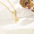 Polished 18K gold plated puffy letter pendant necklace with glossy mirror finish - I (With Box Chain)