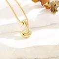 Polished 18K gold plated bubble letter J pendant necklace on a delicate box chain - J (With Box Chain)