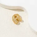 Golden bubble letter R pendant necklace with micropave cubic zirconia crystals - R-Pendant Only (Without Chain)