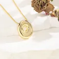 Polished 18K gold plated bubble letter pendant necklace with glossy pebble texture - O (With Box Chain)