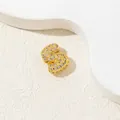 Elegant gold letter S pendant with micro-paved white zircons on a white stone base - S-Pendant Only (Without Chain)