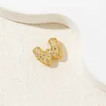 Luxe gold-plated letter W pendant necklace with pavé cubic zirconia on white background - W-Pendant Only (Without Chain)