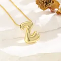 Minimalist 18K gold plated puffy bubble letter Z pendant on a delicate box chain - Z (With Box Chain)