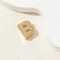 Ciondolo lussuoso lettera B in rame placcato oro con zirconi per collane da donna - Lettera B (Solo Ciondolo Senza Catena)