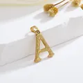 Golden stainless steel letter A pendant with vintage bark texture for necklaces - Style A Pendant Only (Without Chain)